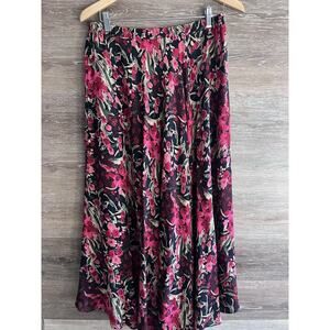 Polka Dot Reversible Skirt Women Sz XL Dark Floral Boho Whimsigoth Midi Plus